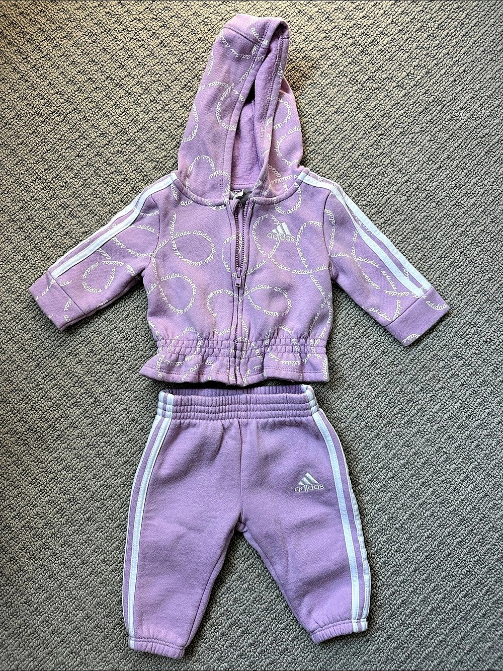 adidas Infant Adicolor 3-Stripes Full-Zip Hoodie and Jogger Track Set Hoodie